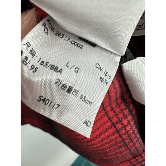 Levi’s Buffalo Plaid Truckers Jacket Women’s L Polyester Wool Blend Red & Black - Picture 9 of 14